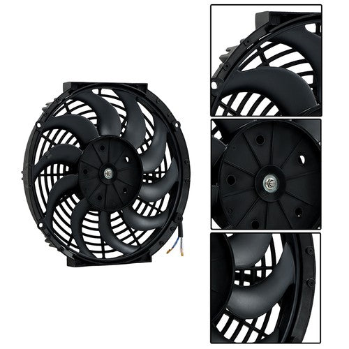 2× 12" Electric Radiator Cooling Slim Fans Push Pull Mount Black For Universal