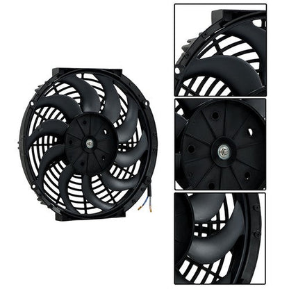 2× 12" Electric Radiator Cooling Slim Fans Push Pull Mount Black For Universal