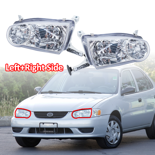 Headlights Headlamps Left+Right for Toyota Corolla 2001 2002 w/o Corner Signal