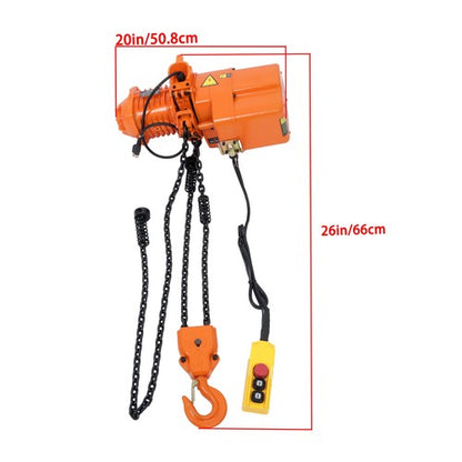 1 Ton Electric Chain Hoist, Single Phase 2200Lbs 10ft Lift Height G80 110V 750W