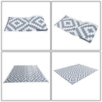 8x10ft Waterproof Outdoor Rug Outdoor Plastic Straw Rug For Camping Gray & White