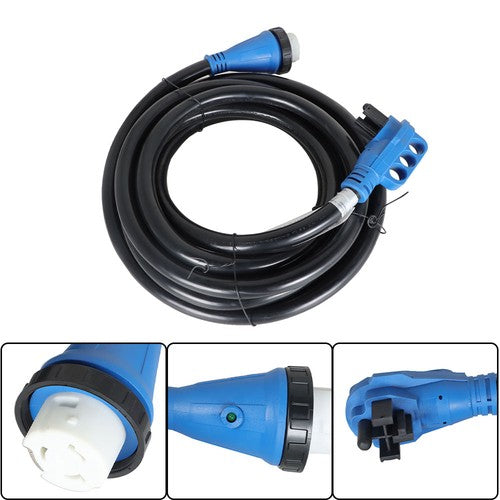 RV Extension Cord 50Amp 25FT Power Inlet Box Combo Kit Twist Lock+LED NEMA14-50P