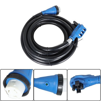 RV Extension Cord 50Amp 25FT Power Inlet Box Combo Kit Twist Lock+LED NEMA14-50P
