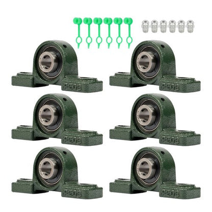 6PCS UCP202-10 Pillow Block Mounted Ball Bearing 5/8" Bore 2 Bolt Cast Iron Base