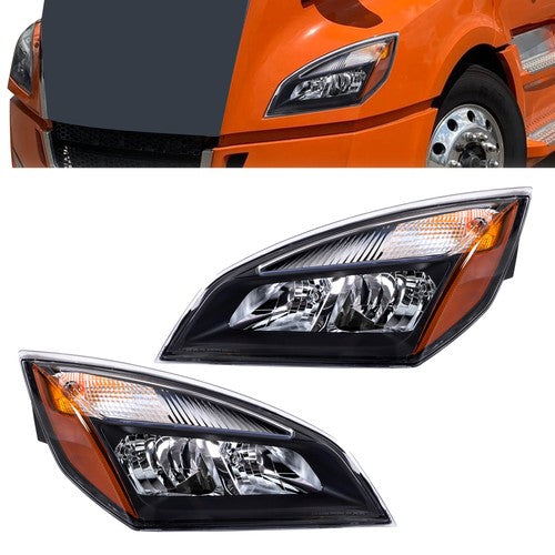 Left and Right Headlights For Freightliner Cascadia 2018-2023 Halogen w/ Bulb/s