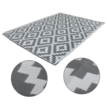 9x12ft Waterproof Outdoor Rug Outdoor Plastic Straw Rug For Camping Gray White
