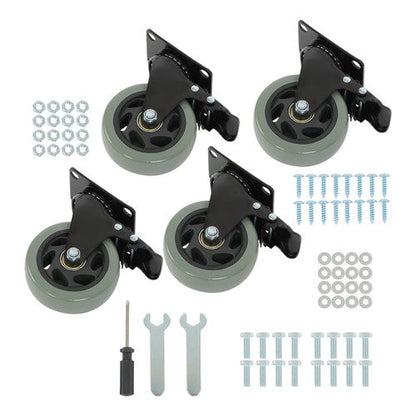 4 Pack Grey 4 Inch Swivel Caster Wheels Heavy Duty With brake