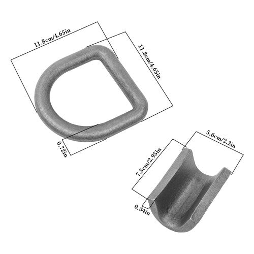 {8 Pack} 5/8" Heavy Duty Weld-On Forged D Ring Fracture Strength 18000 LBS