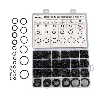 1020Pcs O Ring Kit Nitrile Rubber O Ring Assortment Set 20Size Resist Oil & Heat
