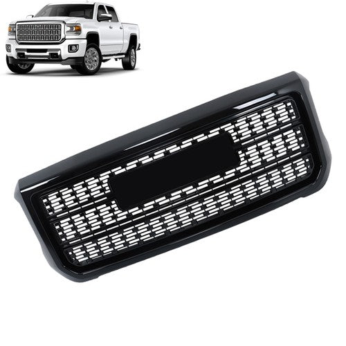 Gloss Black Front Grille For GMC Sierra 2500HD 3500HD Denali 2015-2019 Plastic