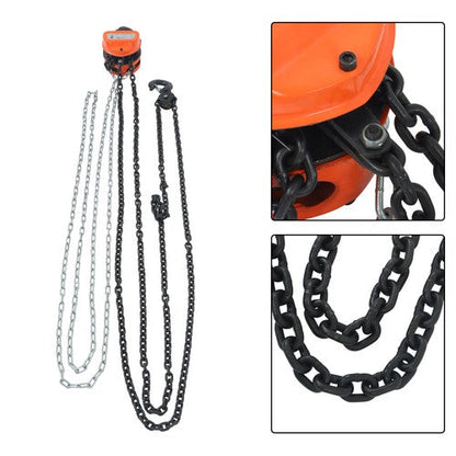 Hand chain hoist carbon steel orange 2 tons/4400 lbs 10 feet 360° swivel hook
