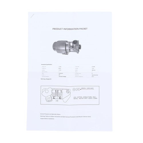 115V 1.5HP 3450RPM 12Ampere Swimming Pool Heating Pump 1Speed W/Thermal Wrap