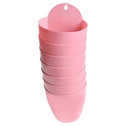 Pink Self-Watering Plant Flower Pot Wall Hanging Plastic Planter Garden 7 Pack