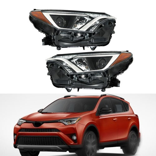 Headlights Halogen For Toyota Rav4 2016 2017 18 Tube Bar Driver+Passenger Side