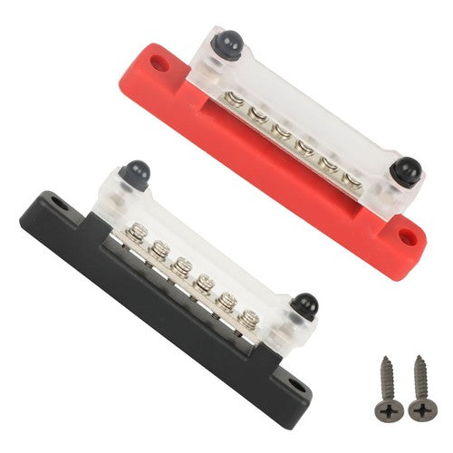 Bus Bar Power Distribution Terminal Block Red & Black 6 Way 48V 150A Busbar