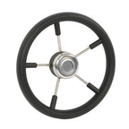 New Stainless Steel Yach Steering Wheel with PU Foam 5 Spoke 13-7/8 Inch?Black?