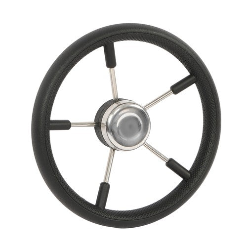 New Stainless Steel Yach Steering Wheel with PU Foam 5 Spoke 13-7/8 Inch?Black?