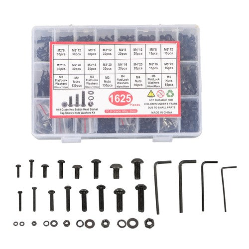 1625 Pcs M2 M3 M4 M5 Bolts and Nuts Hex Socket Head Screw Assortment Kit