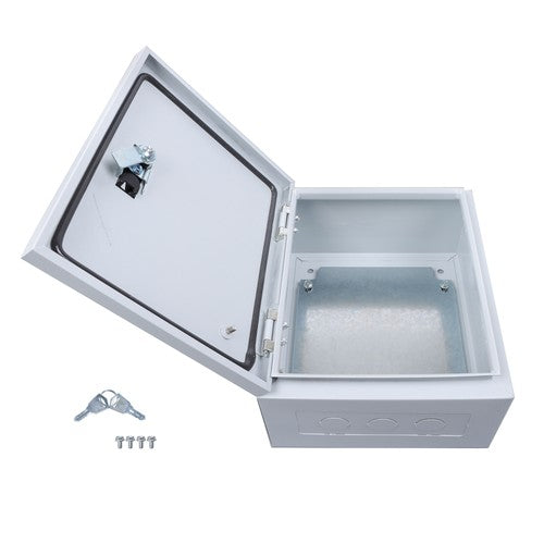 12x10x6" NEMA 4X Steel Electrical Box, IP56 Waterproof Lockable w/Mounting Plate