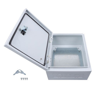 12x10x6" NEMA 4X Steel Electrical Box, IP56 Waterproof Lockable w/Mounting Plate
