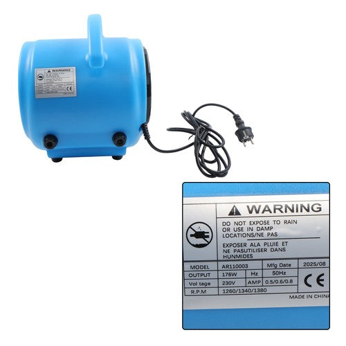 Air Mover Carpet Dryer 3 Speed 1/2 HP Industrial Floor Blower Carpet Drying Fan