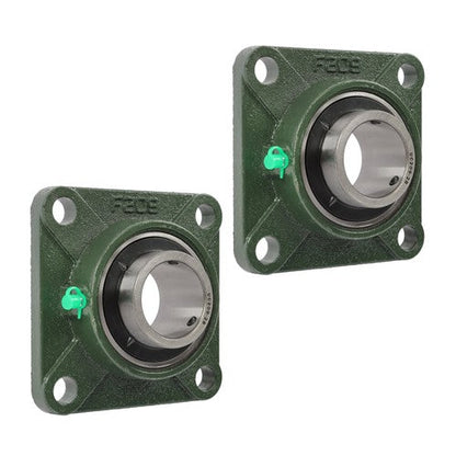 2 × UCP209-28 Pillow Block Flange Bearing 1-3/4" Bore 4 Bolt Solid Base