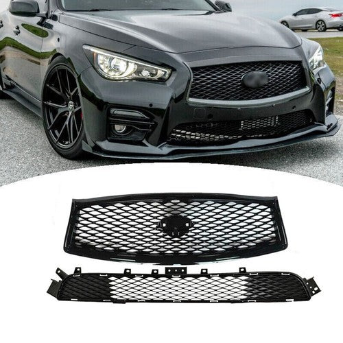 Front Upper Lower Grille Grill Assembly for 2014-2017 for Infiniti Q50 Sport