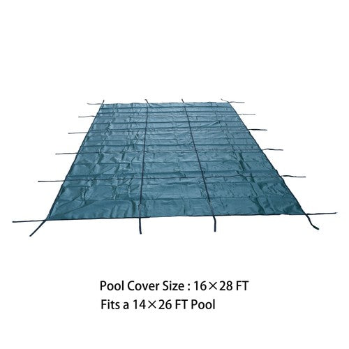 Safety Pool Cover Fits 14FTx26FT Inground Swimming Pools For Backyard Yard Green