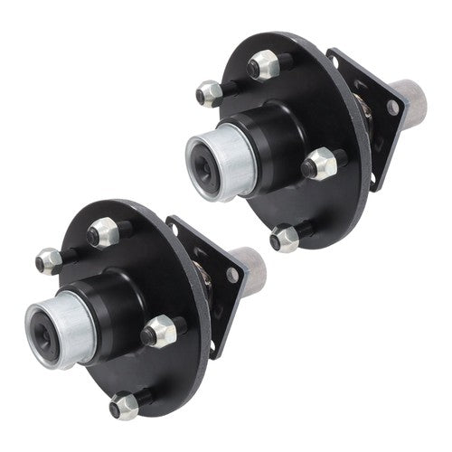 2PC Pre-Assembled 5 x 5.5" Trailer Hub Kit & Flange #84 Spindle With Bearing Kit