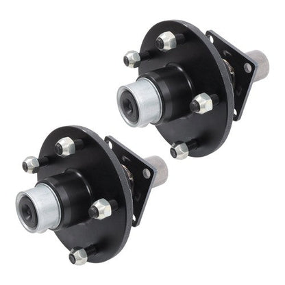 2PC Pre-Assembled 5 x 5.5" Trailer Hub Kit & Flange #84 Spindle With Bearing Kit