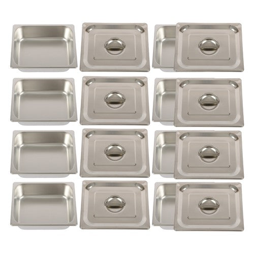 Restaurant Steam Table Pans 8 Pack 1/2 Size 4 Inch Deep Thickened with Lid