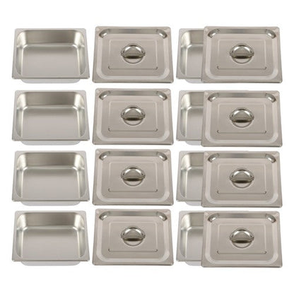 Restaurant Steam Table Pans 8 Pack 1/2 Size 4 Inch Deep Thickened with Lid