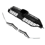 For Honda CR-V 2020-2022 Plastic Front Bumper Grille w/ 2pcs Chrome Trim Strip