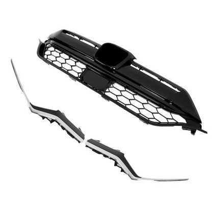 For Honda CR-V 2020-2022 Plastic Front Bumper Grille w/ 2pcs Chrome Trim Strip