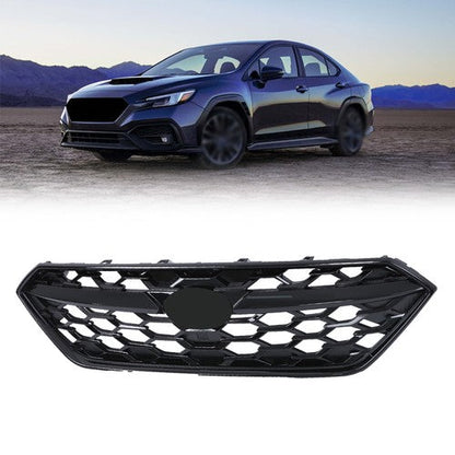 Gloss Black Plastic Honeycomb Front Bumper Upper Grille For Subaru WRX 2022-2024