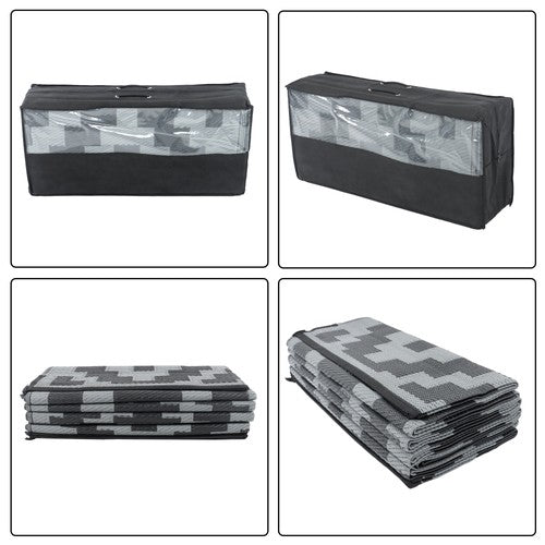 Outdoor Waterproof 9x12FT Black Gray Carpet Plastic Straw Rug For Camping Deck