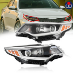 Right+Left Halogen Headlight For 2016-2018 Kia Optima w/o LED DRL Chrome Housing