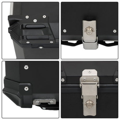 Black 45L Motorcycle Top Case Tail Box Thick Aluminum Hard Trunk With Backrest