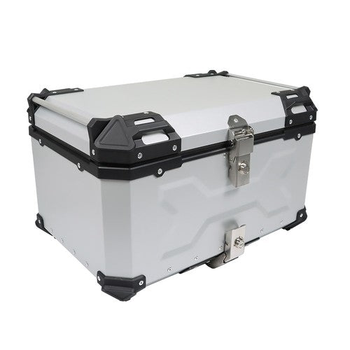 65L Top Case Tail Box Waterproof Luggage Scooter Trunk Storage Silver Motorcycle