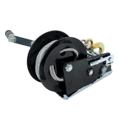 Winch Steel+Polyester Black 3500lbs 33ft 4:1/8:1 26mm Hook Bidirectional Ratchet