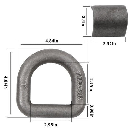 2 Pack 1" Weld On Forged D Ring with Welding Clip 47,000 LBS Fracture Strength