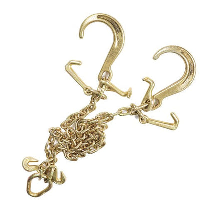 V-Chain Bridle w/8"Medium J Hooks,T- Hook&J-Hook w/ Grab Hooks 5/16''x3' G70