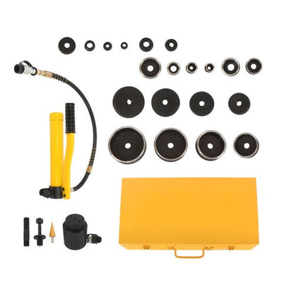 15 Ton 1/2" to 4" Hydraulic Knockout Punch Driver Tool Kit with 10 Dies