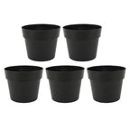 5 Pack 5 Gallon Pure Black Plastic Plant Flower Nursery Pots 30*24*24cm