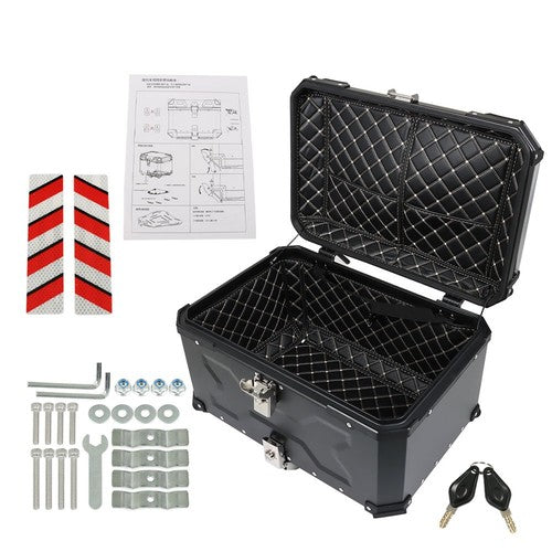 65L Black Motorcycle Tour Tail Box With Security Lock Waterproof Top Case