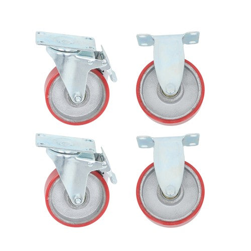 4 Inch - 4 Industrial Casters - two with brakes, two without