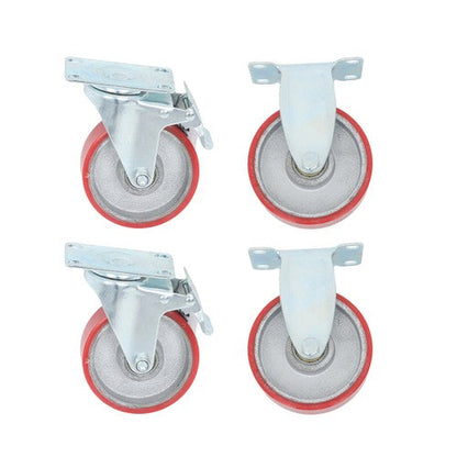 4 Inch - 4 Industrial Casters - two with brakes, two without