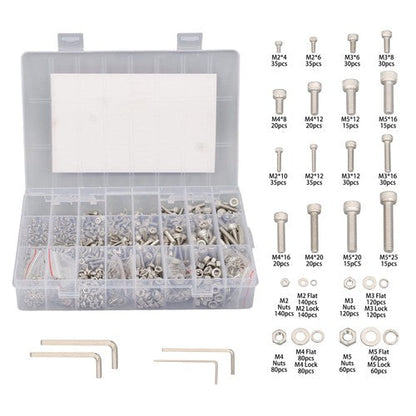 1600 Piece Metric Screw Assortment,M2 M3 M4 M5 Metric Bolt ,304 Stainless Steel