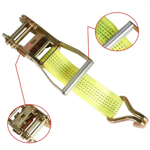 8-Pcs 2" x 15 Ft Ratchet Straps With J Hook 5000 Lbs Heavy Duty Tie Downs