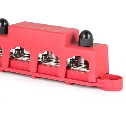 Red 4 Post Busbar Bus Bar Power Distribution Block With Cover 5/16" 12V 250A